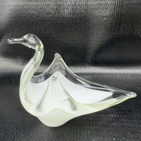 Vintage Venetian Art Glass Duck Bird Bowl Dish Candy Holder Container White VTG - Picture 1 of 14